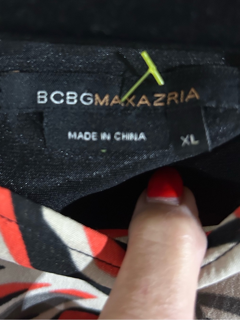 BCBGMaxAzria Black, White & Coral Print Dress - Picture 5 of 6